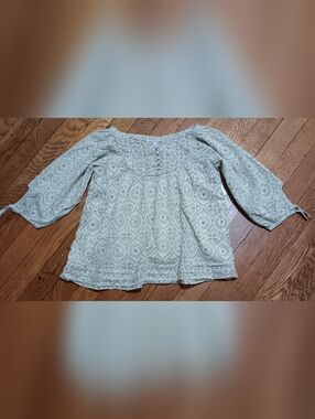 Old Navy Light Sage Green Boho Peasant Top